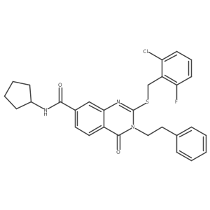 2-((2-chloro-6-fluorobenzyl)thio)-N-cyclopentyl-4-oxo-3-phenethyl-3,4-dihydroquinazoline-7-carboxamide Structure