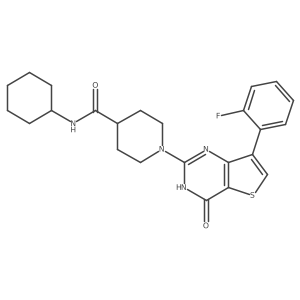 N-cyclohexyl-1-[7-(2-fluorophenyl)-4-oxo-3,4-dihydrothieno[3,2-d]pyrimidin-2-yl]piperidine-4-carboxamide结构式