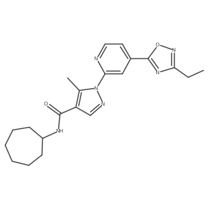 N-cycloheptyl-1-[4-(3-ethyl-1,2,4-oxadiazol-5-yl)pyridin-2-yl]-5-methyl-1H-pyrazole-4-carboxamide结构式