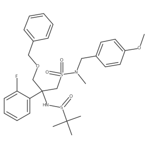 I(2)-[[(1,1-Dimethylethyl)sulfinyl]amino]-2-fluoro-N-[(4-methoxyphenyl)methyl]-N-methyl-I(2)-[(phenylmethoxy)methyl]benzeneethanesulfonamide Structure