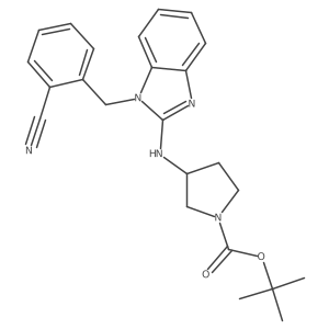 (S)-tert-butyl 3-((1-(2-cyanobenzyl)-1H-benzo[d]imidazol-2-yl)amino)pyrrolidine-1-carboxylate结构式