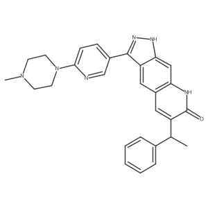 3-(6-(4-methylpiperazin-1-yl)pyridin-3-yl)-6-(1-phenylethyl)-1H-pyrazolo[4,3-g]quinolin-7(8H)-one结构式