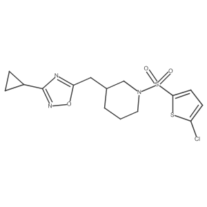 5-((1-((5-Chlorothiophen-2-yl)sulfonyl)piperidin-3-yl)methyl)-3-cyclopropyl-1,2,4-oxadiazole结构式