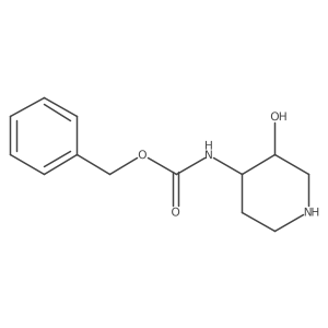 Carbamic acid, N-[(3R,4R)-3-hydroxy-4-piperidinyl]-, phenylmethyl ester, rel- Structure