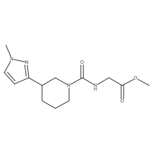 methyl 2-(3-(1-methyl-1H-pyrazol-3-yl)piperidine-1-carboxamido)acetate结构式