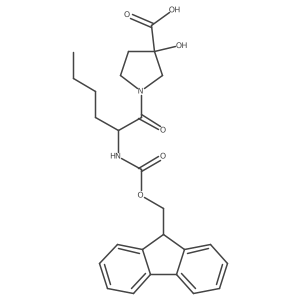 1-[2-({[(9H-fluoren-9-yl)methoxy]carbonyl}amino)hexanoyl]-3-hydroxypyrrolidine-3-carboxylic acid结构式