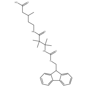 5-[3-({[(9H-fluoren-9-yl)methoxy]carbonyl}amino)-2,2,3-trimethylbutanamido]-3-methylpentanoic acid结构式