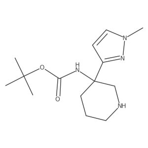 tert-butyl N-[3-(1-methyl-1H-pyrazol-3-yl)piperidin-3-yl]carbamate结构式