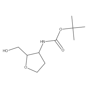 tert-Butyl (2-(hydroxymethyl)tetrahydrofuran-3-yl)carbamate结构式