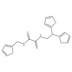 N1-(2,2-di(furan-2-yl)ethyl)-N2-(thiophen-2-ylmethyl)oxalamide结构式