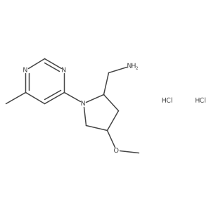[(2R,4R)-4-Methoxy-1-(6-methylpyrimidin-4-yl)pyrrolidin-2-yl]methanamine;dihydrochloride结构式