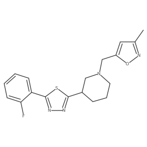 3-[5-(2-Fluorophenyl)-1,3,4-thiadiazol-2-yl]-1-[(3-methyl-1,2-oxazol-5-yl)methyl]piperidine结构式