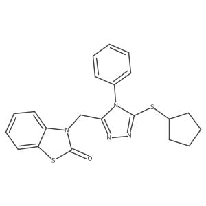 3-((5-(cyclopentylthio)-4-phenyl-4H-1,2,4-triazol-3-yl)methyl)benzo[d]thiazol-2(3H)-one结构式