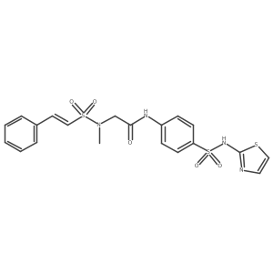 2-[methyl-[(E)-2-phenylethenyl]sulfonylamino]-N-[4-(1,3-thiazol-2-ylsulfamoyl)phenyl]acetamide Structure