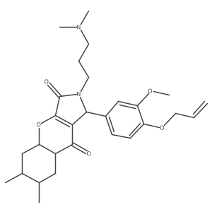 2-[3-(dimethylamino)propyl]-1-(3-methoxy-4-prop-2-enoxyphenyl)-6,7-dimethyl-4a,5,6,7,8,8a-hexahydro-1H-chromeno[2,3-c]pyrrole-3,9-dione结构式