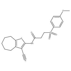 N-(3-cyano-5,6,7,8-tetrahydro-4H-cyclohepta[b]thiophen-2-yl)-3-((4-methoxyphenyl)sulfonyl)propanamide结构式