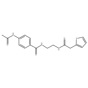 4-acetamido-N-(2-(2-(thiophen-2-yl)acetamido)ethyl)benzamide Structure