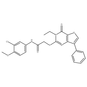 N-(3-chloro-4-methoxyphenyl)-2-({3-ethyl-4-oxo-7-phenyl-3H,4H-thieno[3,2-d]pyrimidin-2-yl}sulfanyl)acetamide结构式