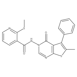 N-{6-methyl-4-oxo-5-phenyl-3H,4H-thieno[2,3-d]pyrimidin-3-yl}-2-(methylsulfanyl)pyridine-3-carboxamide Structure