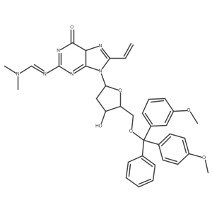 N'-[8-ethenyl-9-[(2R,4S,5R)-4-hydroxy-5-[[(3-methoxyphenyl)-(4-methoxyphenyl)-phenylmethoxy]methyl]oxolan-2-yl]-6-oxo-5H-purin-2-yl]-N,N-dimethylmethanimidamide Structure