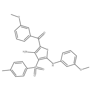 (3-Amino-5-((3-methoxyphenyl)amino)-4-tosylthiophen-2-yl)(3-methoxyphenyl)methanone结构式