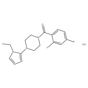 (2,4-difluorophenyl)(4-(1-ethyl-1H-imidazol-2-yl)piperazin-1-yl)methanone hydrochloride结构式