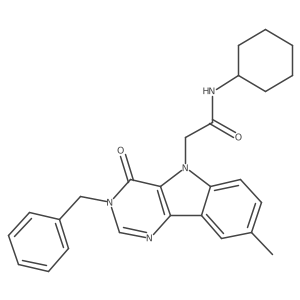 2-(3-benzyl-8-methyl-4-oxo-3H-pyrimido[5,4-b]indol-5(4H)-yl)-N-cyclohexylacetamide结构式