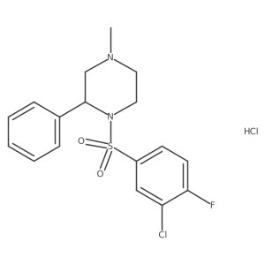 1-(3-Chloro-4-fluorophenyl)sulfonyl-4-methyl-2-phenylpiperazine;hydrochloride Structure
