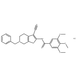 N-(6-benzyl-3-cyano-4,5,6,7-tetrahydrothieno[2,3-c]pyridin-2-yl)-3,4,5-trimethoxybenzamide hydrochloride Structure