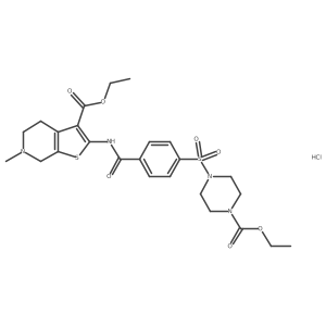 Ethyl 2-(4-((4-(ethoxycarbonyl)piperazin-1-yl)sulfonyl)benzamido)-6-methyl-4,5,6,7-tetrahydrothieno[2,3-c]pyridine-3-carboxylate hydrochloride Structure