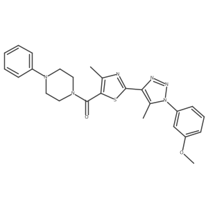(2-(1-(3-methoxyphenyl)-5-methyl-1H-1,2,3-triazol-4-yl)-4-methylthiazol-5-yl)(4-phenylpiperazin-1-yl)methanone结构式