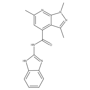 Cc1cc(C(=O)Nc2nc3ccccc3[nH]2)c2c(C)nn(C)c2n1结构式
