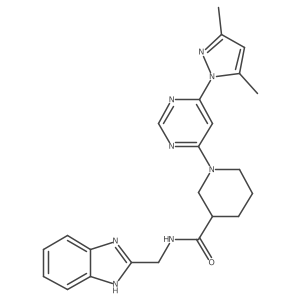 N-((1H-benzo[d]imidazol-2-yl)methyl)-1-(6-(3,5-dimethyl-1H-pyrazol-1-yl)pyrimidin-4-yl)piperidine-3-carboxamide Structure