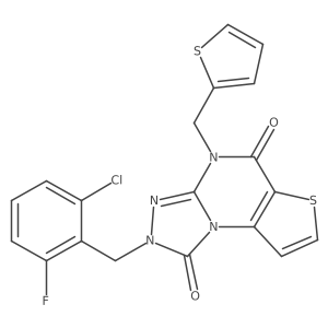 2-(2-chloro-6-fluorobenzyl)-4-(thiophen-2-ylmethyl)thieno[2,3-e][1,2,4]triazolo[4,3-a]pyrimidine-1,5(2H,4H)-dione结构式