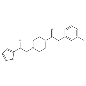 1-(4-(2-Hydroxy-2-(thiophen-2-yl)ethyl)piperazin-1-yl)-2-(m-tolyl)ethanone结构式