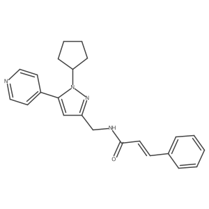 N-((1-cyclopentyl-5-(pyridin-4-yl)-1H-pyrazol-3-yl)methyl)cinnamamide结构式