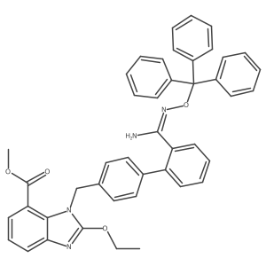 Methyl 2-Ethoxy-1-((2'-(N-(trityloxy)carbamimidoyl)-[1,1'-biphenyl]-4-yl)methyl)-1H-benzo[d]imidazole-7-carboxylate结构式