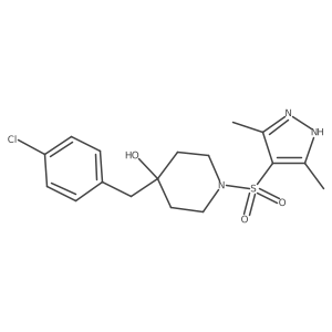 4-(4-Chlorobenzyl)-1-((3,5-dimethyl-1H-pyrazol-4-yl)sulfonyl)piperidin-4-ol Structure