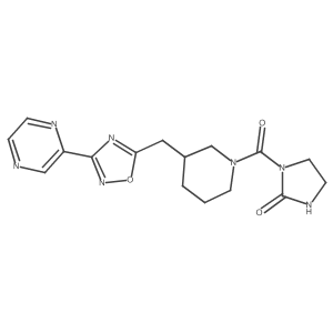 1-(3-((3-(Pyrazin-2-yl)-1,2,4-oxadiazol-5-yl)methyl)piperidine-1-carbonyl)imidazolidin-2-one结构式