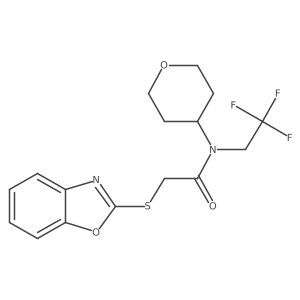 2-(benzo[d]oxazol-2-ylthio)-N-(tetrahydro-2H-pyran-4-yl)-N-(2,2,2-trifluoroethyl)acetamide Structure