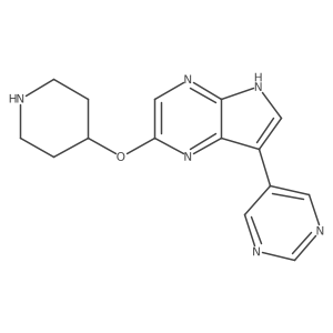 2-(4-Piperidinyloxy)-7-(5-pyrimidinyl)-5H-pyrrolo[2,3-b]pyrazine Structure