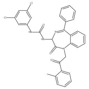 N-(2,5-diaza-2-(2-(2-methylphenyl)-2-oxoethyl)-3-oxo-6-phenylbicyclo[5.4.0]undeca-1(7),5,8,10-tetraen-4-yl)((3,5-dichlorophenyl)amino)formamide Structure