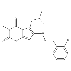 8-[(2E)-2-[(2-chlorophenyl)methylidene]hydrazinyl]-1,3-dimethyl-7-(2-methylpropyl)-5H-purin-7-ium-2,6-dione Structure