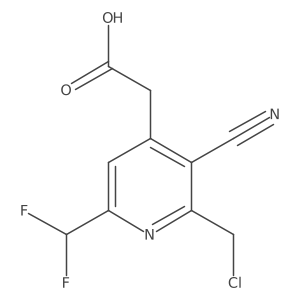 2-(Chloromethyl)-3-cyano-6-(difluoromethyl)pyridine-4-acetic acid结构式
