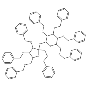 (2R,3R,4S,5R,6R)-2-[(2S,3S,4R,5R)-3,4-bis(phenylmethoxy)-2,5-bis(phenylmethoxymethyl)oxolan-2-yl]oxy-3,4,5-tris(phenylmethoxy)-6-(phenylmethoxymethyl)oxane结构式