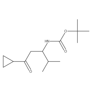 tert-butyl N-(1-cyclopropyl-4-methyl-1-oxopentan-3-yl)carbamate结构式