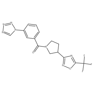 (3-(1H-tetrazol-1-yl)phenyl)(3-(5-(trifluoromethyl)-1,2,4-oxadiazol-3-yl)pyrrolidin-1-yl)methanone Structure