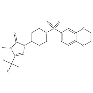 1-(1-((2,3-dihydrobenzo[b][1,4]dioxin-6-yl)sulfonyl)piperidin-4-yl)-4-methyl-3-(trifluoromethyl)-1H-1,2,4-triazol-5(4H)-one Structure