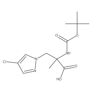 2-{[(tert-butoxy)carbonyl]amino}-3-(4-chloro-1H-pyrazol-1-yl)-2-methylpropanoic acid结构式