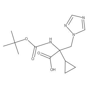 2-{[(tert-butoxy)carbonyl]amino}-2-cyclopropyl-3-(1H-1,2,4-triazol-1-yl)propanoic acid结构式